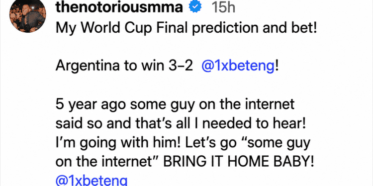 Former UFC Champion Conor McGregor Dangers $100K on Viral 3-2 World Cup Prophecy With a $3.6M Payday